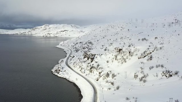Winter road in the north of Norway