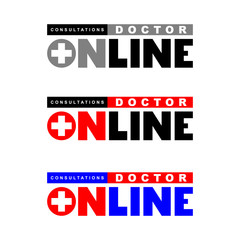 Doctor online logo icon set on white background. Mobile medicine doctors consiltations app sign. Vector illustration