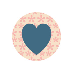 Isolated heart with flowers flat block style icon vector design