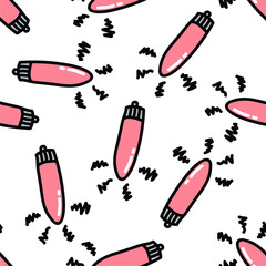 vibrator sex toy seamless doodle pattern, vector illustration