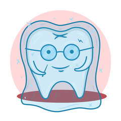 Funny tooth in the invisibility cloak. invisible braces concept.