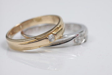 Macro shot of gold ring jewelry on an isolated background