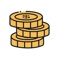 Isolated coins line fill style icon vector design