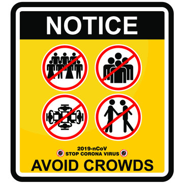 notice, avoid crowds, sticker vector