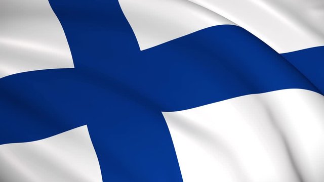 The national flag of Finland - 4K seamless loop animation of the Finnish flag. Highly detailed realistic 3D rendering
