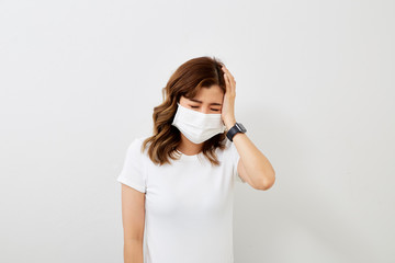 Asian woman wear protective face mask