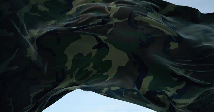 Army Camouflage Flag Waving loop 4K