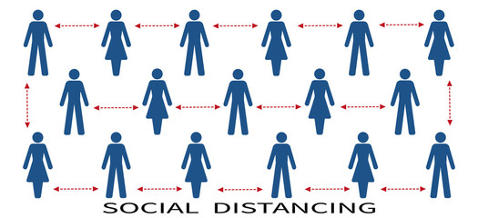 Vector illustration of a social distance concept, icons of people at a safe distance,preventive campaign during the virus epidemic.
