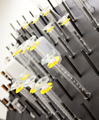 Sterile test tubes in a medical lab. 