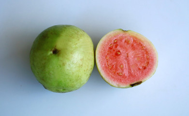 Common guava or lemon guava on white background.