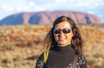 Happy caucasian female in the forties smiling enjoying beautiful australian outback