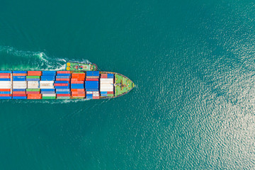 Container ship, Business logistic import-export transport international and transportation of containers in port.
