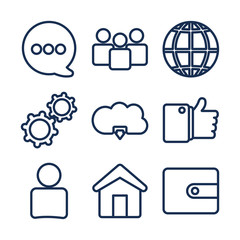 Fototapeta premium Social media and apps line style icon vector design