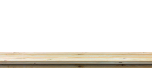 Texture empty brown wood table top texture on white background.For create product display or design key visual layout.clipping path.