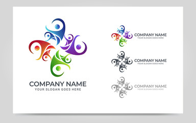 Abstract logo of people, business, foundation, community, human caring, health workers.