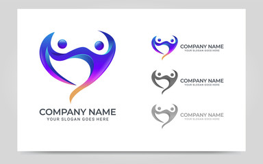 Abstract logo of people, business, foundation, community, human caring, health workers.