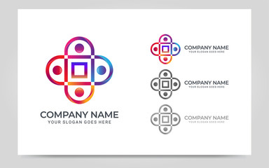 Abstract logo of people, business, foundation, community, human caring, health workers.