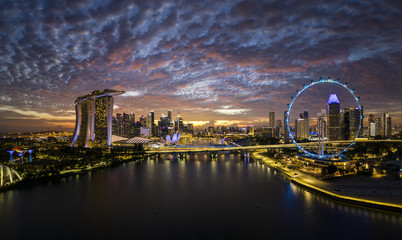 Singapore, 2019 - Fun never sleep life on Marina Bay, iconic buildings and attractions of the Lion...
