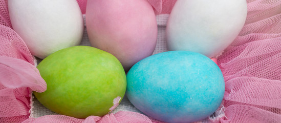 Fototapeta na wymiar Easter eggs composition, close-up view