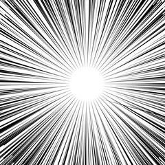 Obraz premium Motion radial zoom speed line on white background for comic books. Manga speed frame, action, explosion background.