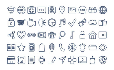 Social media and apps line style icon vector design