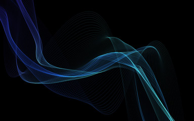 Dark abstract background with a glowing abstract waves