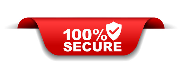 red vector illustration banner 100% secure