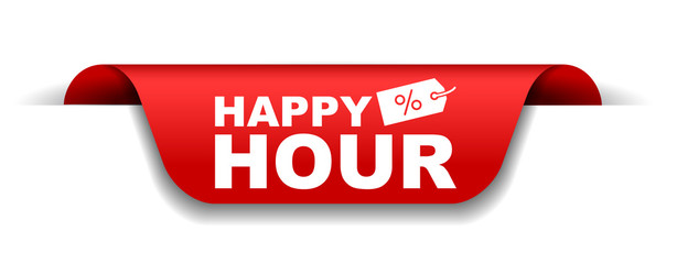 red vector illustration banner happy hour