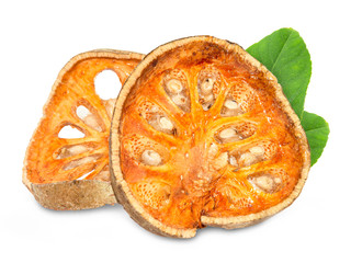 dried quince slices an isolated on white background