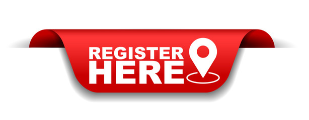 red vector illustration banner register here