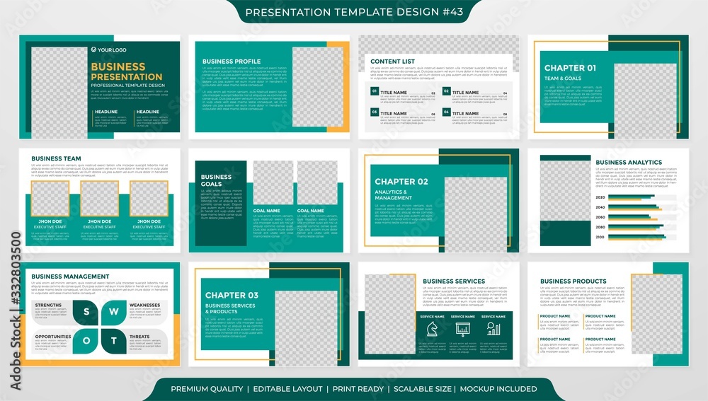 Wall mural set of presentation template design with minimalist style and modern concept layout use for annual r