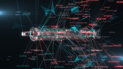 Vaccine cure Coronavirus COVID-19 dangerous outbreak spread of viral flu word cloud background - illustration render