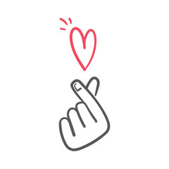 Asian gesture of love. Fingers heart.
