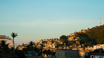 Large Green Mountain View at Sunset In Puerto Vallarta Mexico