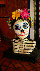 Big Bright Eyed Female Mexican Skeleton Art