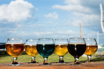 Different flavors of beer to taste