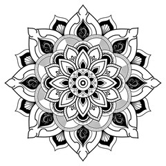 Circle flower of mandala with vintage floral style, Vector mandala Oriental pattern, Hand drawn decorative element. Unique design with petal flower. Concept relax and meditation use for page logo book