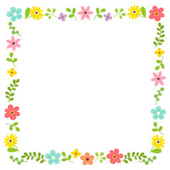 Cute floral decorative frame on white background