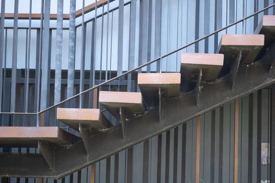 Wood stair for step with handrail