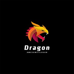 Vector Logo Illustration Dragon Head Colorful Style.