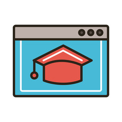 webpage template and hat graduation education online line and fill style