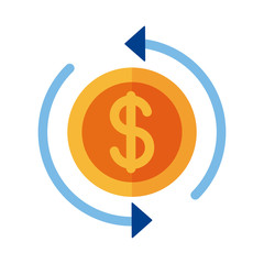 coin money dollar and arrows payment online flat style