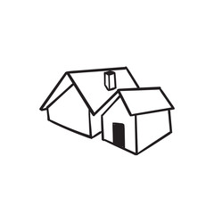 doodle house icon illustration with hand drawn cartoon style vector
