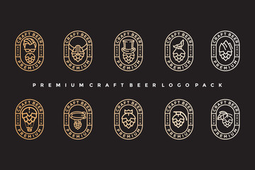pack of vintage craft beer logo. simple icon, template design