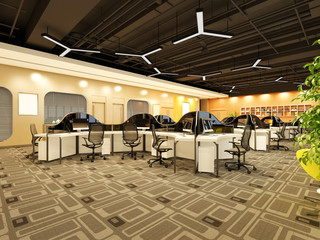 3d render of modern open office