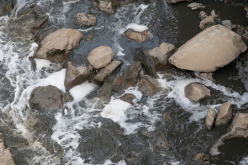 Polluted River Water Aerial