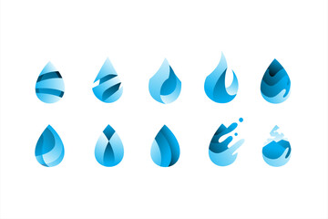 pack of modern water drop logo icon vector illustration - obrazy, fototapety, plakaty