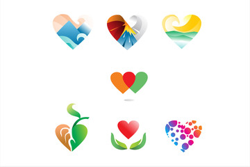 pack of modern gradient heart logo icon illustration