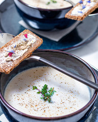 Chestnut & Apple Soup with Silken Tofu and Sourdough bread 