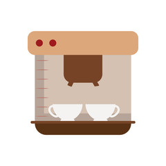 Isolated coffee machine with cups flat style icon vector design
